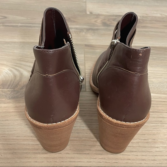 Loeffler Randall Eva Leather Ankle Stacked Heel Booties - Picture 6 of 11